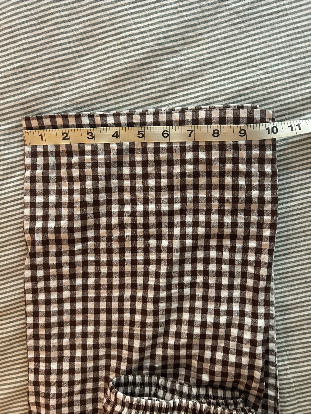 Brown and White Gingham Wide Leg Pants - Picture 8 of 8